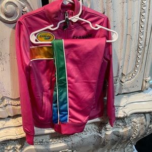 Girls two piece jogging suit pink multicolor